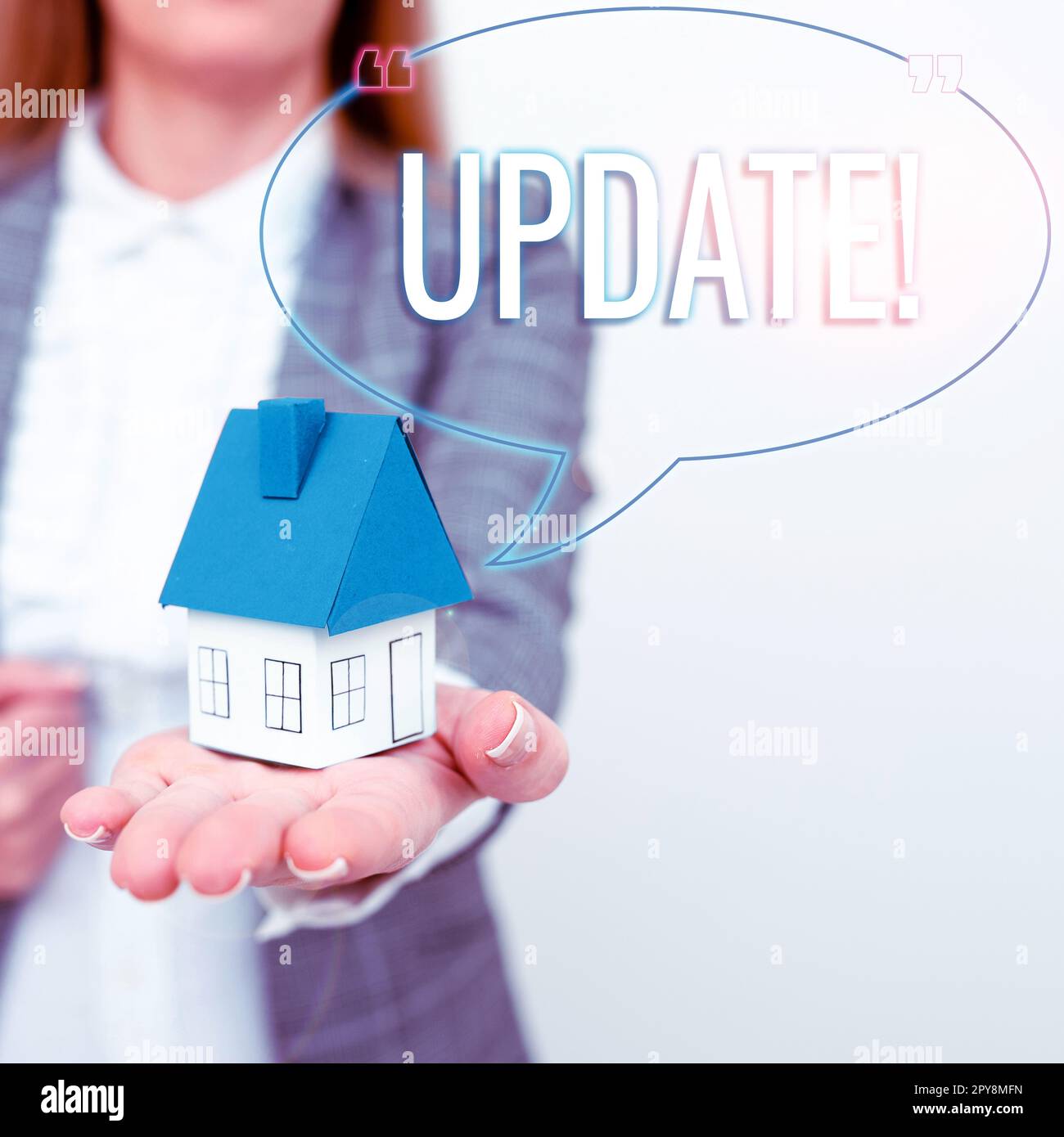Text sign showing Update. Conceptual photo Make something more modern Adding new facts Changing its design Stock Photo