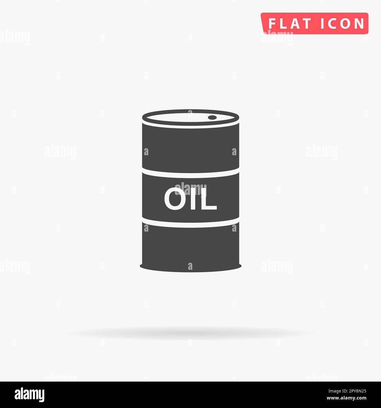 Barrels of oil. Simple flat black symbol with shadow on white ...