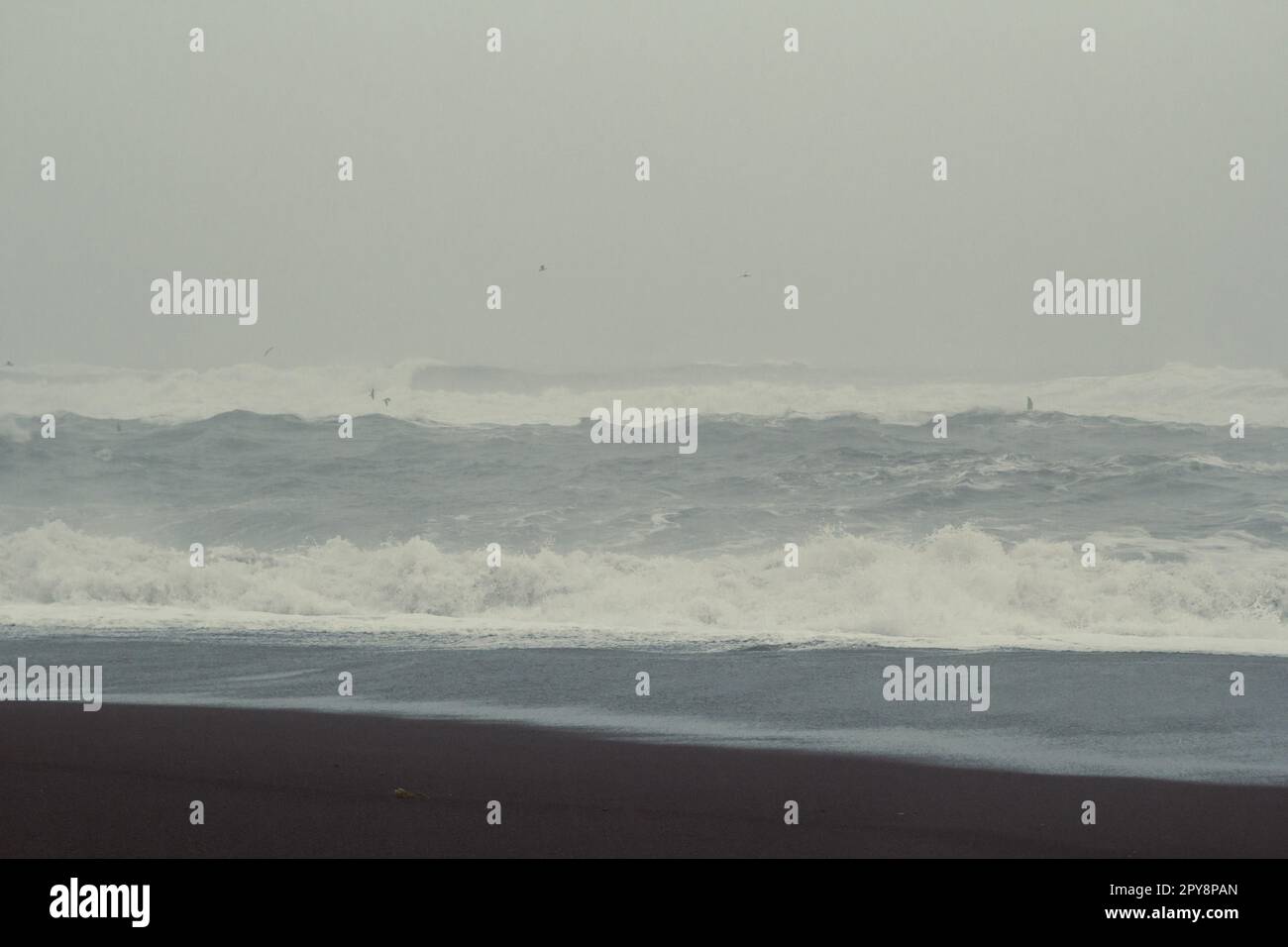 Huge sea waves at storm landscape photo Stock Photo