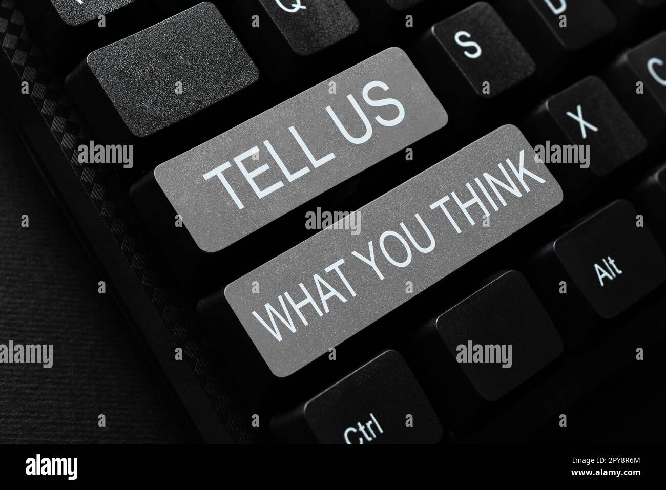 Text caption presenting Tell Us What You Think. Business showcase ...