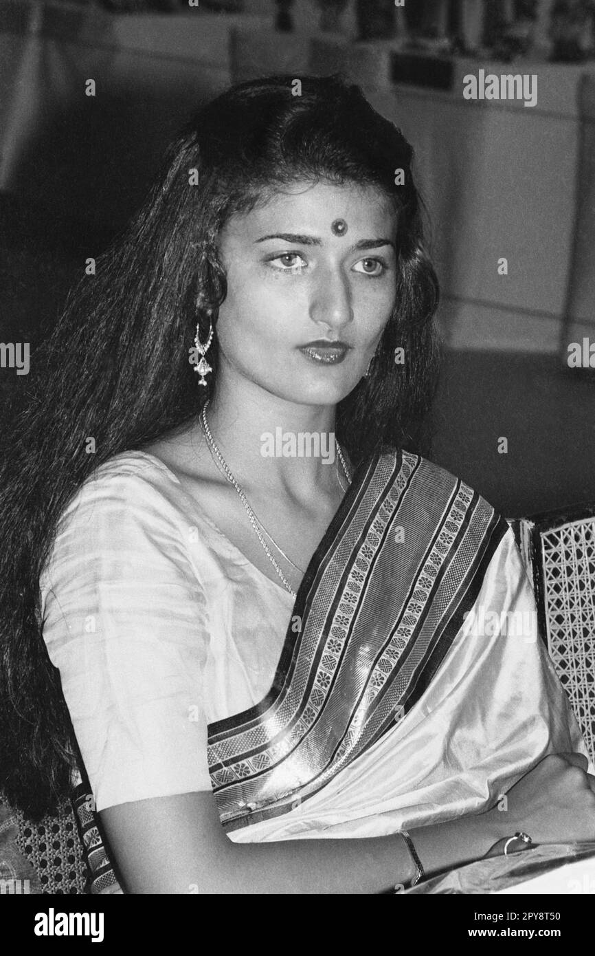 Indian Old Vintage 1980s Black And White Bollywood Cinema Hindi Movie Film Actor India Sarika