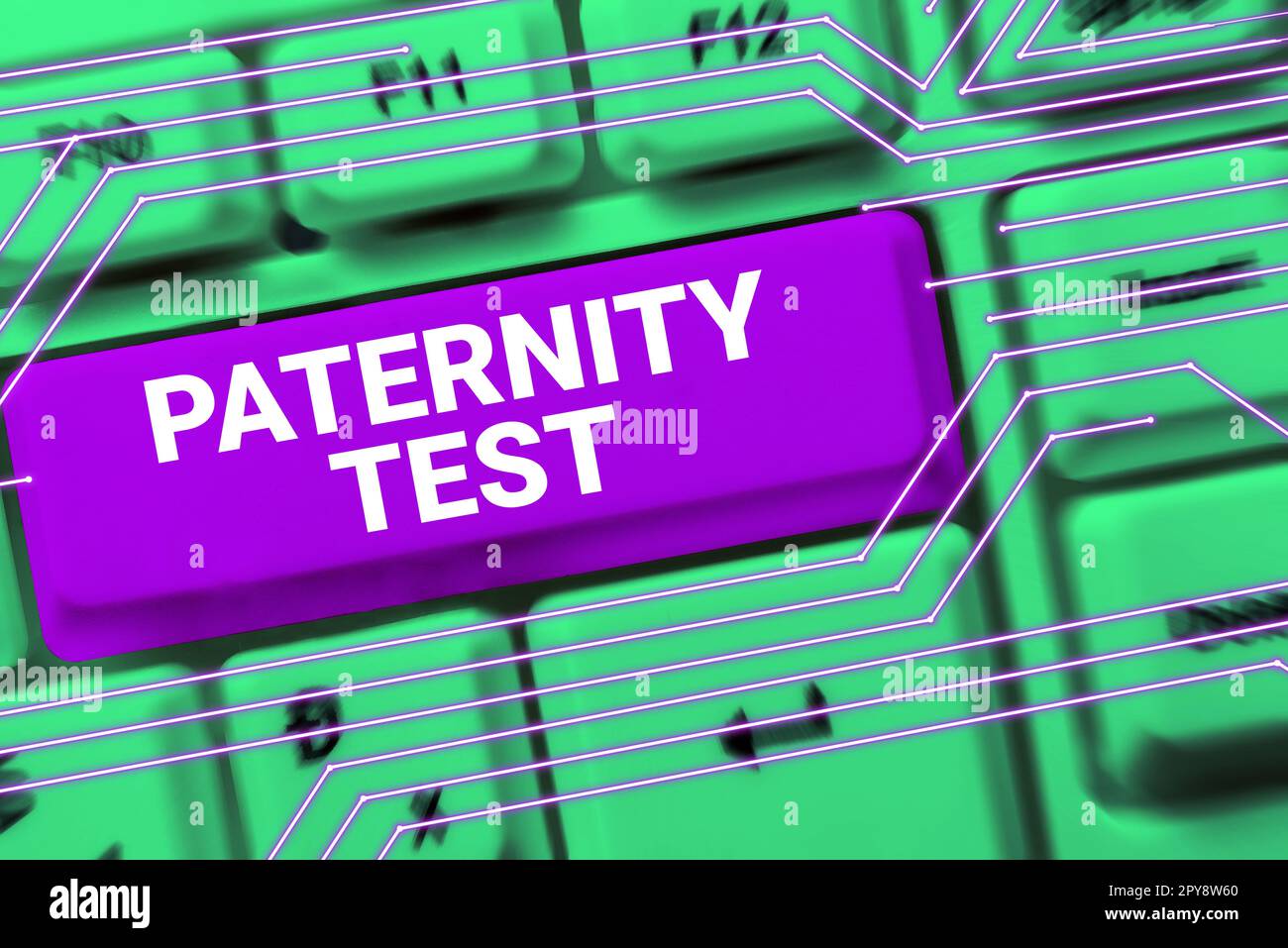 Text caption presenting Paternity Test, Concept a test of DNA