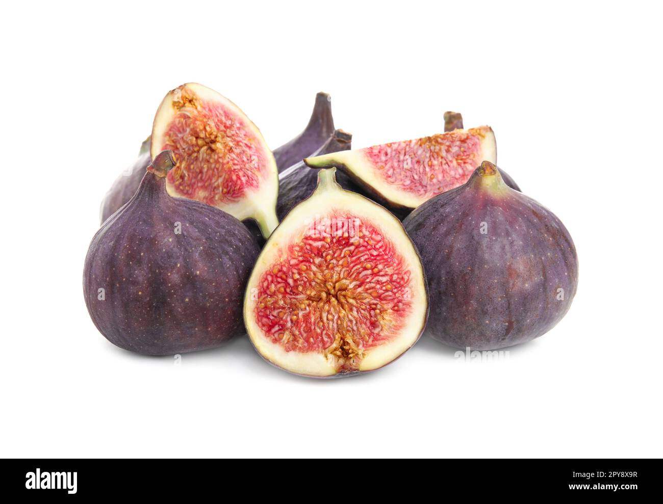 Whole and cut fresh ripe figs isolated on white Stock Photo - Alamy