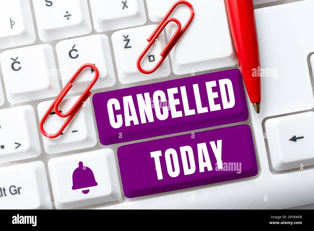 Sign displaying Cancelled. Business showcase decide or announce that planned event will not take place Stock Photo