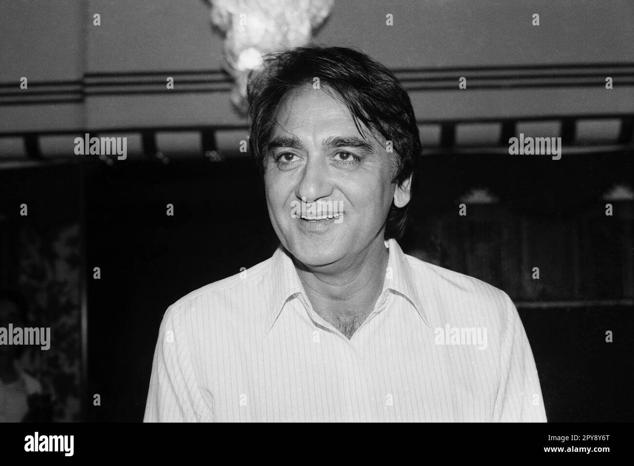 Indian old vintage 1980s black and white bollywood cinema hindi movie film actor, India, Sunil Dutt, Indian actor, film producer, Indian director, Indian politician, India Stock Photo