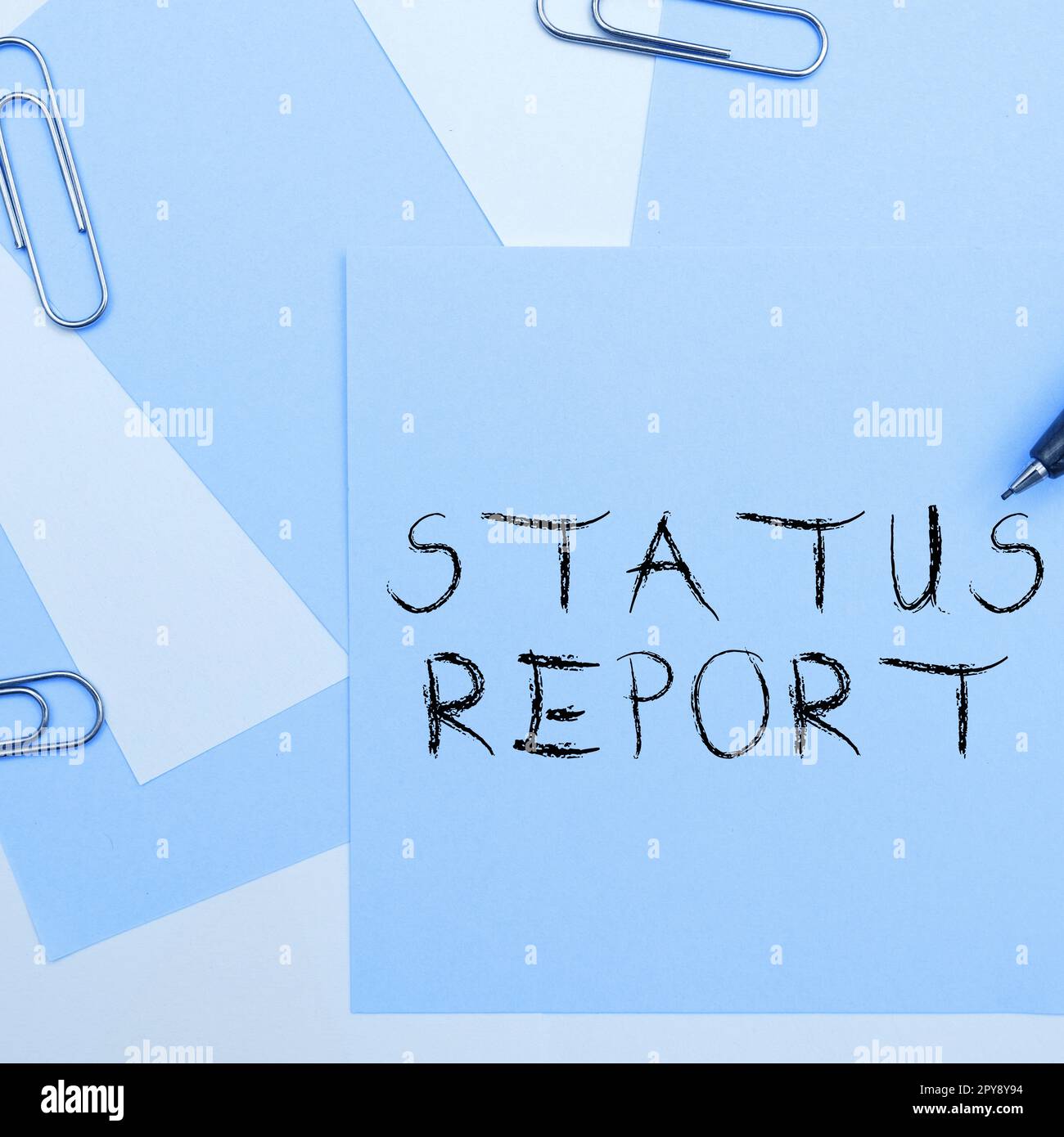 Sign displaying Status Report. Concept meaning Update Summary of