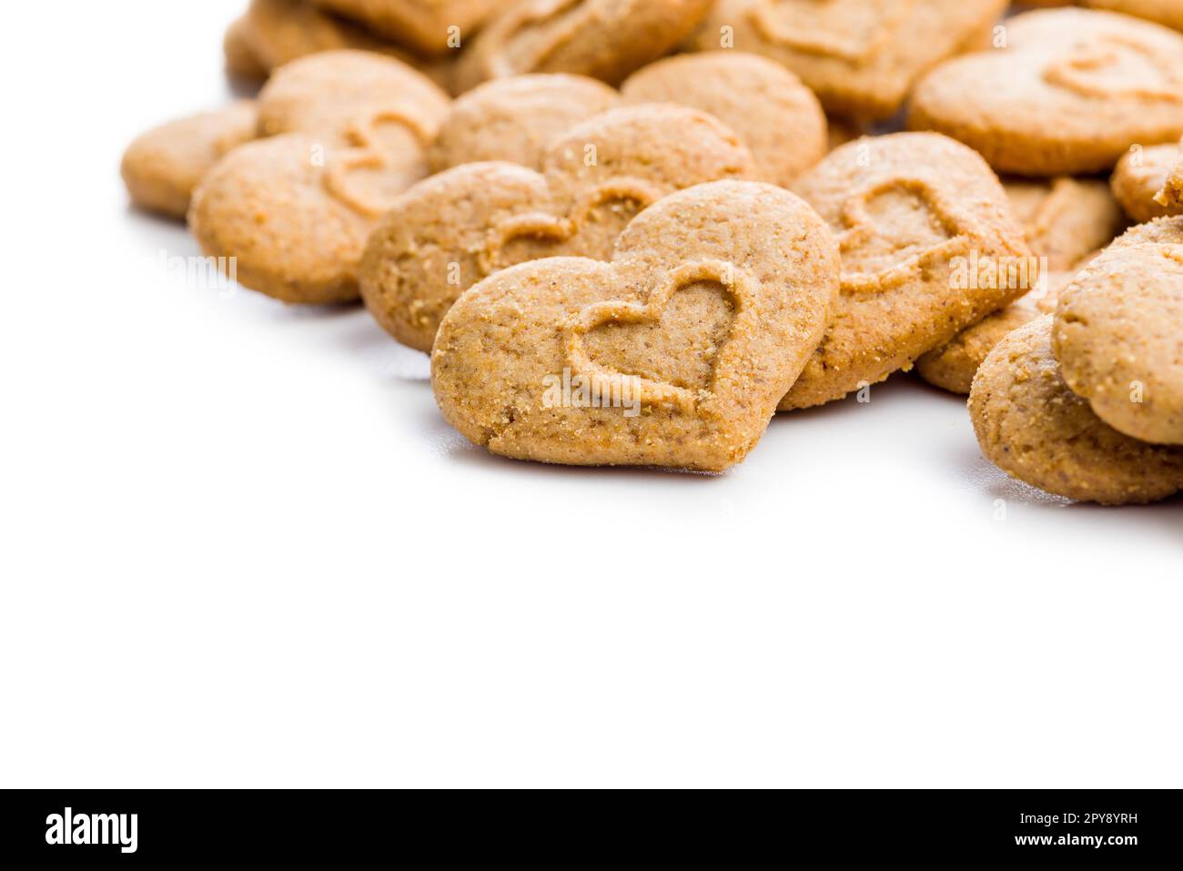 Sweet gingerbread hearts isolated on white background Stock Photo - Alamy