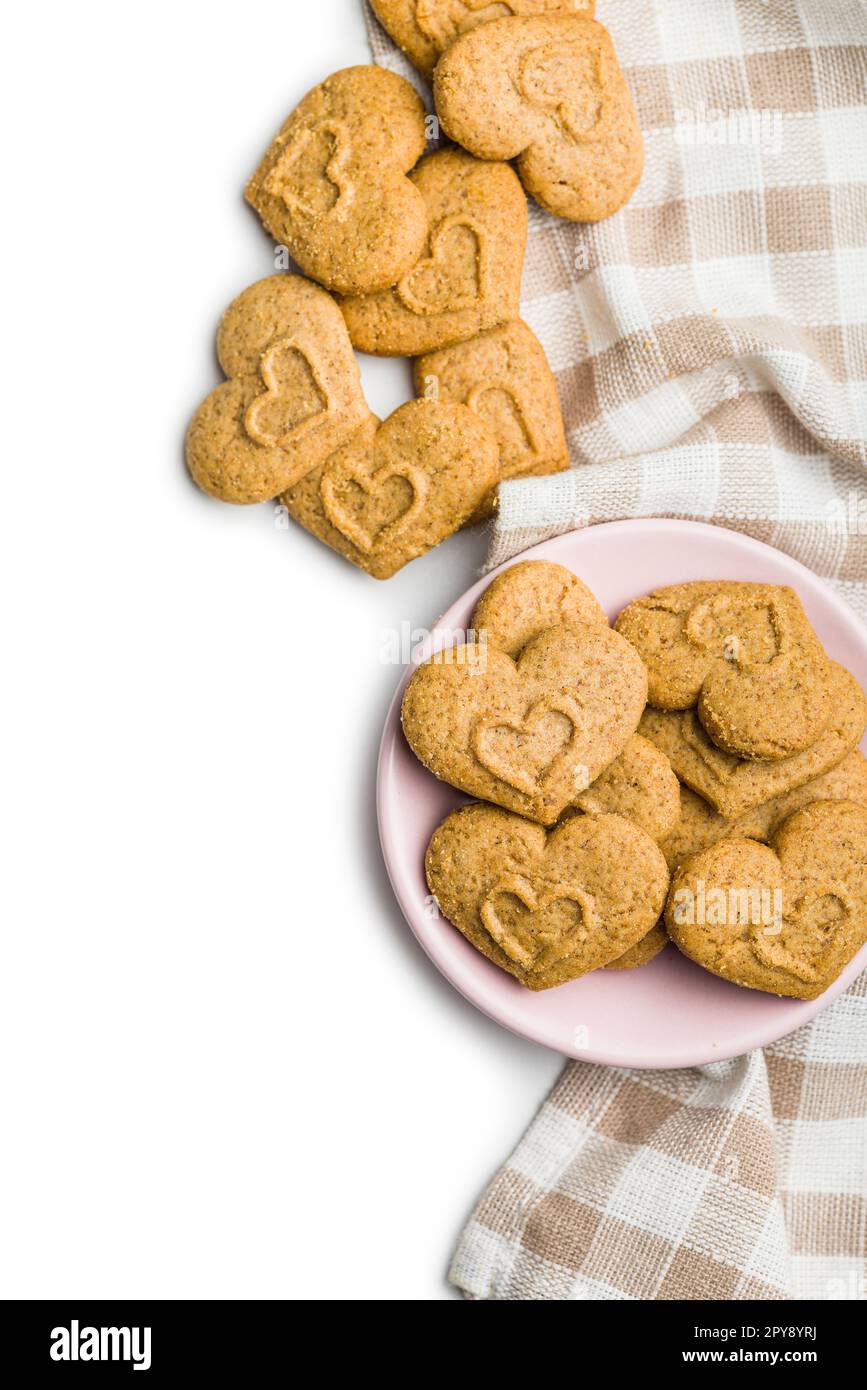 Sweet gingerbread hearts isolated on white background Stock Photo - Alamy