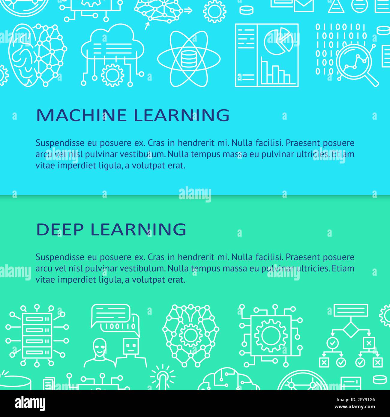 Machine learning and deep learning poster with place for text. AI and ...