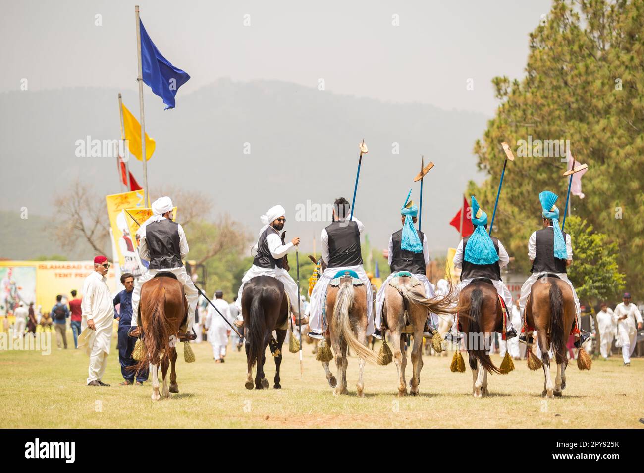 Pakistan, Asian Horse rider on traditional Islamabad Championship tent ...