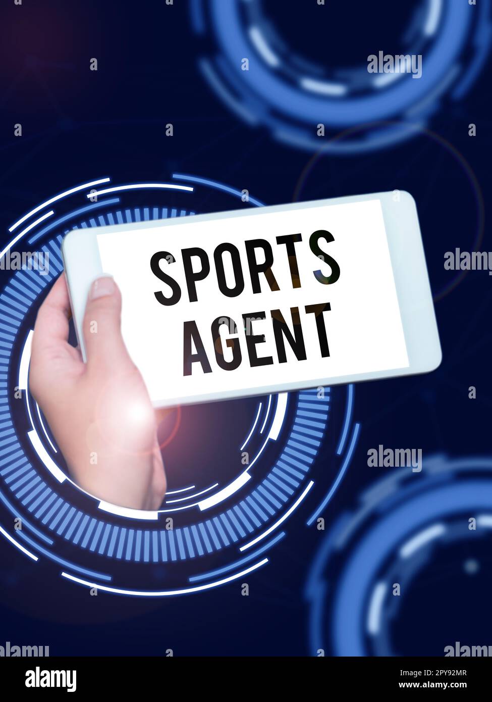 Sign displaying Sports Agent. Business concept person manages recruitment to hire best sport players for a team Stock Photo