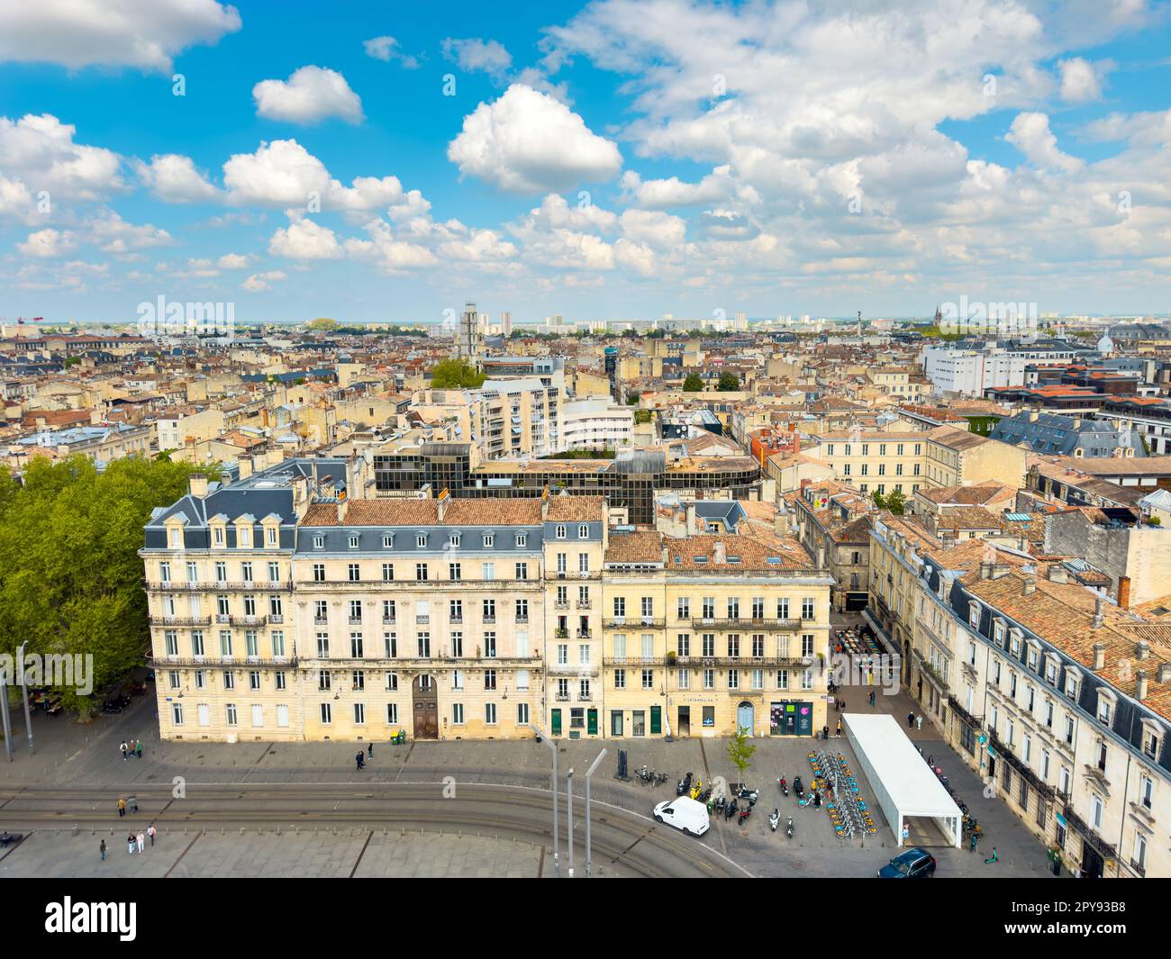 Panoramic aerial view of Bordeaux in a beautiful summer day, France. High quality photography. Stock Photo