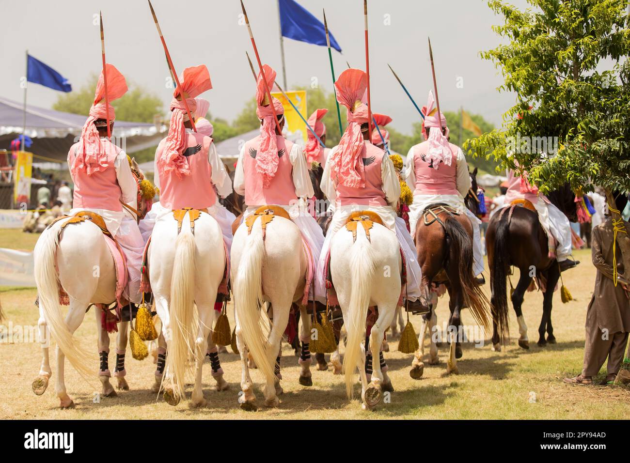 Pakistan, Asian Horse rider on traditional Islamabad Championship tent ...