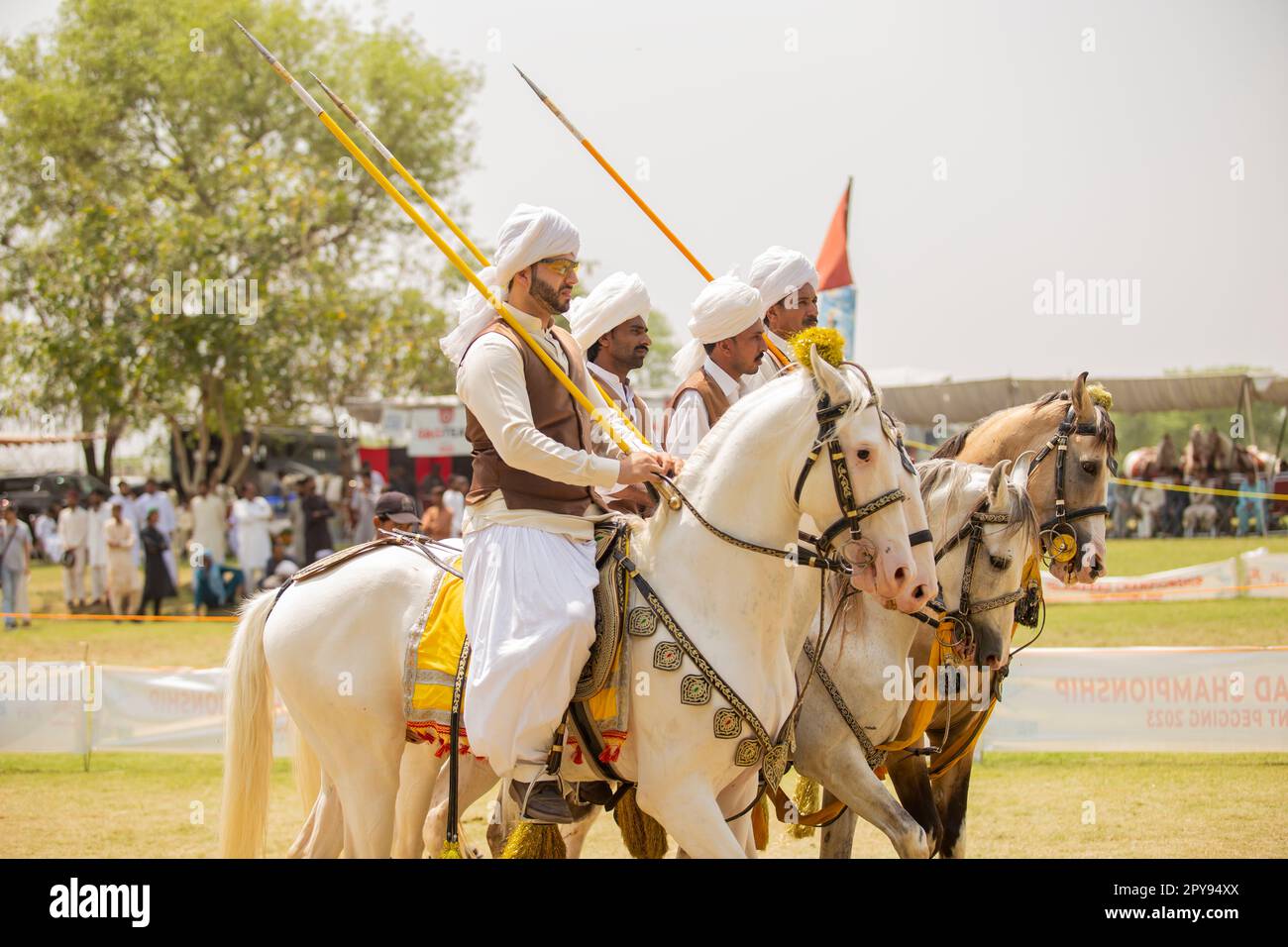 Pakistan, Asian Horse rider on traditional Islamabad Championship tent ...