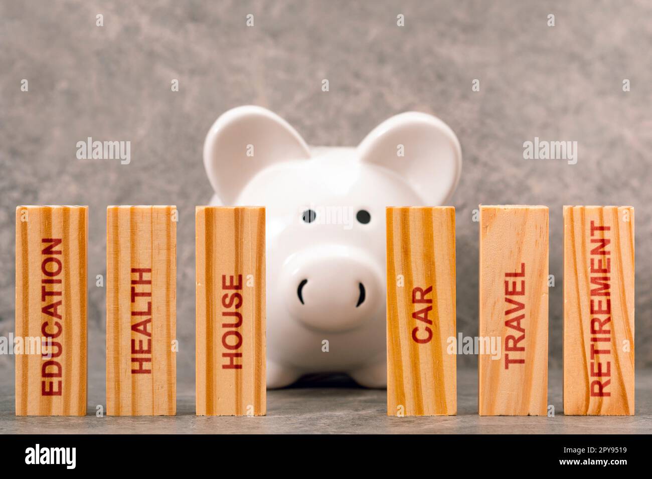 Money saving concept and savings allocation for different purposes Stock Photo