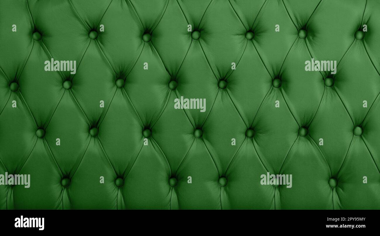 Green leather capitone background texture Stock Photo