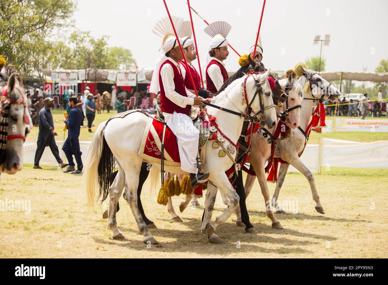 Pakistan, Asian Horse rider on traditional Islamabad Championship tent ...