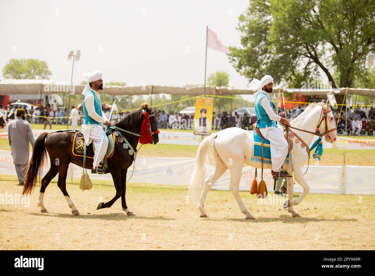 Pakistan, Asian Horse rider on traditional Islamabad Championship tent ...