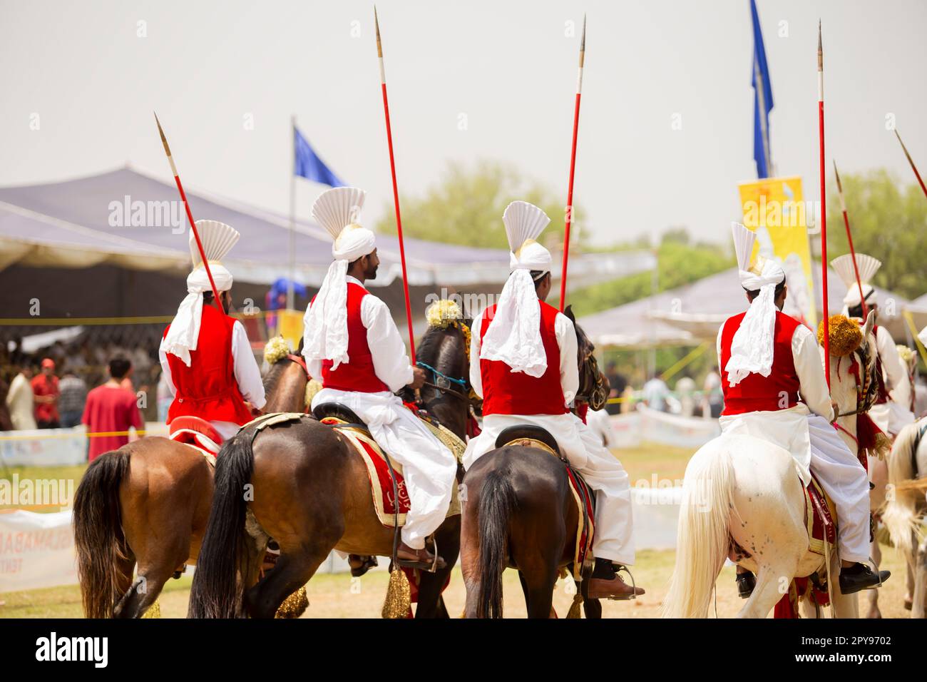 Pakistan, Asian Horse rider on traditional Islamabad Championship tent ...