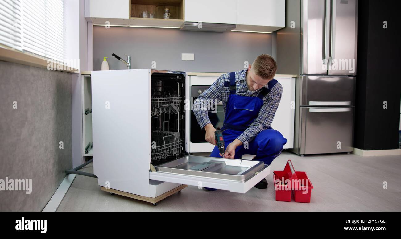 Dishwasher Appliance Repair Service Stock Photo Alamy
