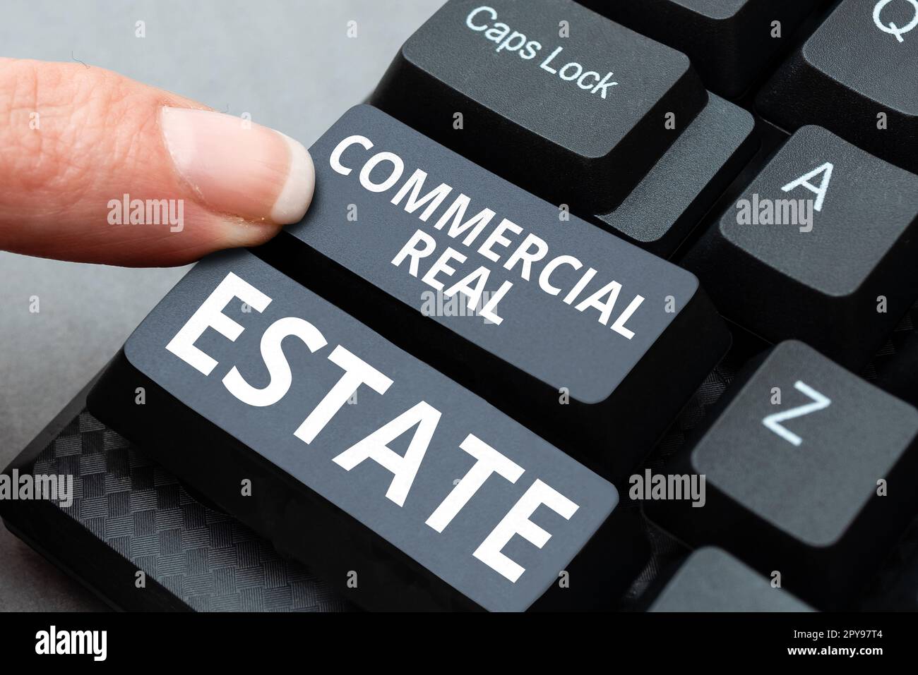 Inspiration showing sign Commercial Real Estate. Business overview Income Property Building or Land for Business Purpose Stock Photo