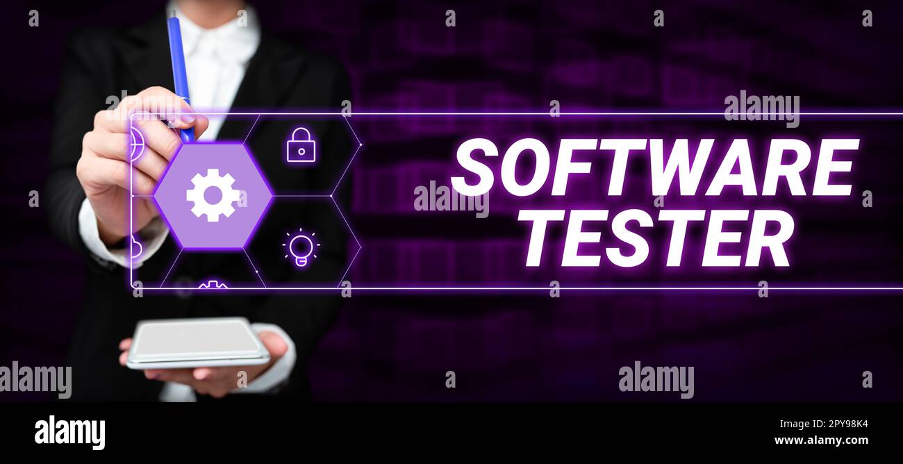Handwriting text Software Tester. Internet Concept implemented to protect software against malicious attack Stock Photo