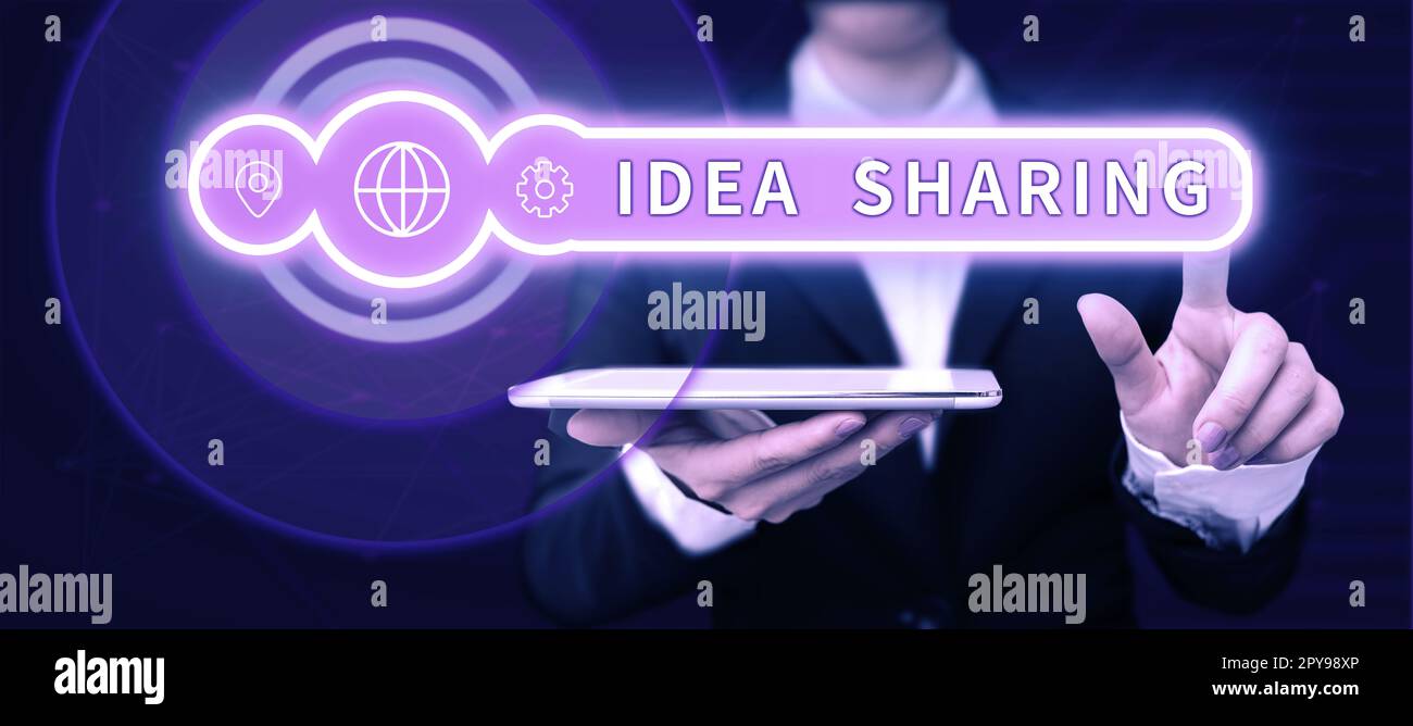 Hand writing sign Idea Sharing. Internet Concept Startup launch innovation product, creative thinking Stock Photo