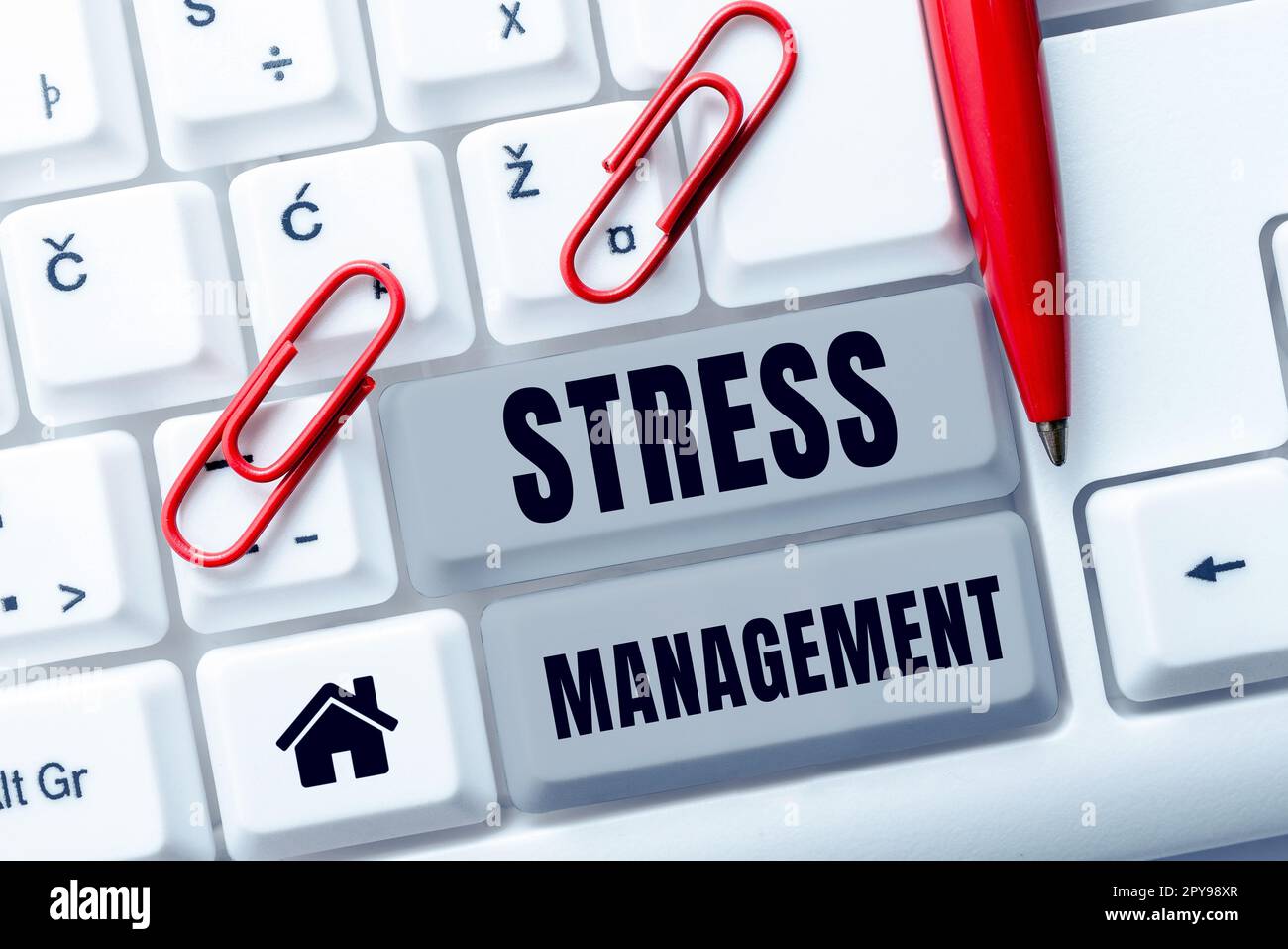 Handwriting text Stress Management. Word for learning ways of behaving and thinking that reduce stress Stock Photo
