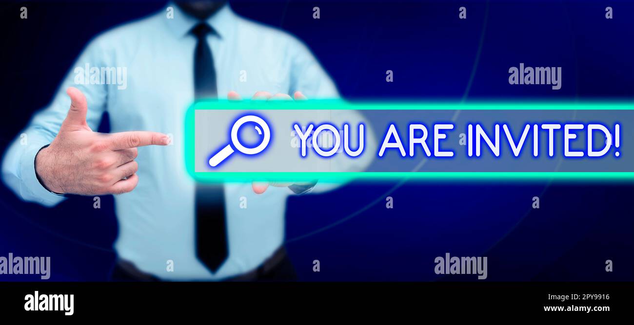 Text sign showing You Are Invited. Business overview Receiving and ...