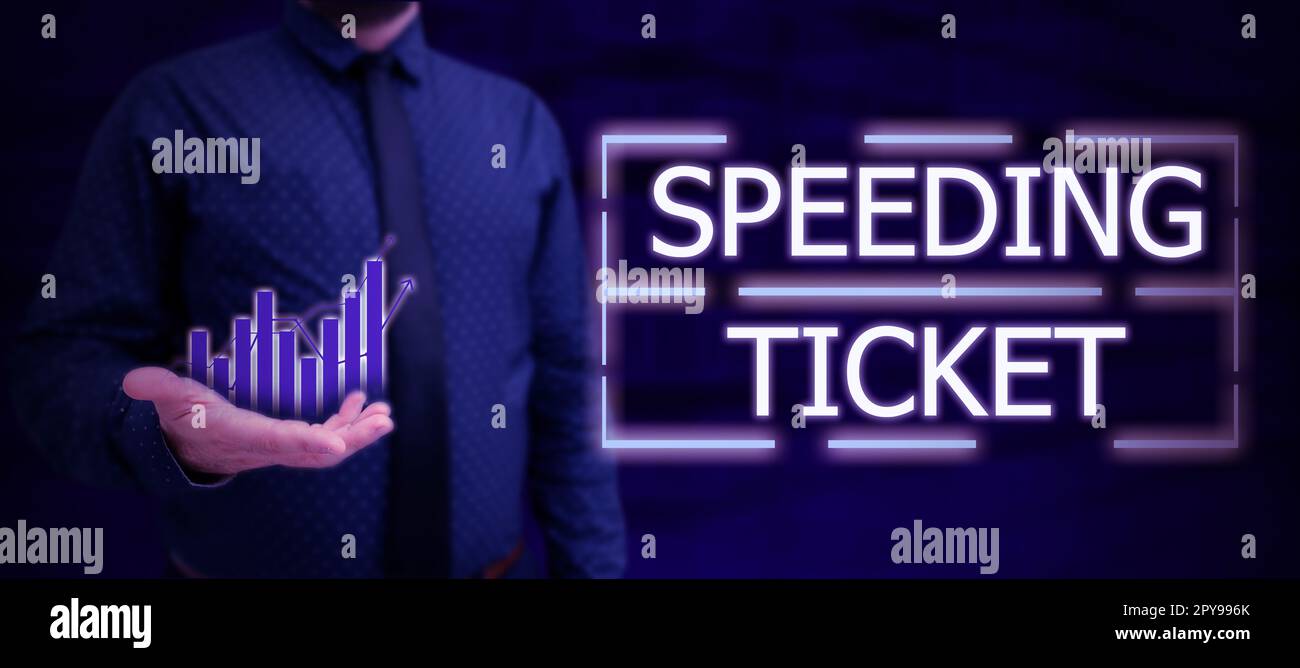 Text sign showing Speeding Ticket. Business showcase psychological test for the maximum speed of performing a task Stock Photo