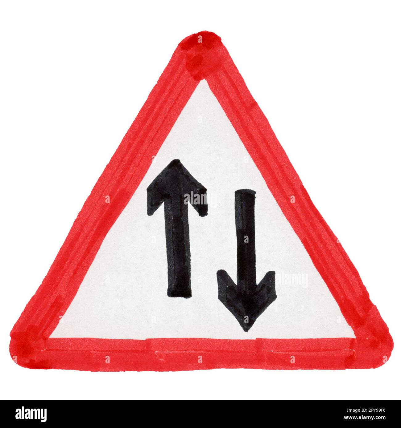 two way traffic sign illustration isolated over white Stock Photo