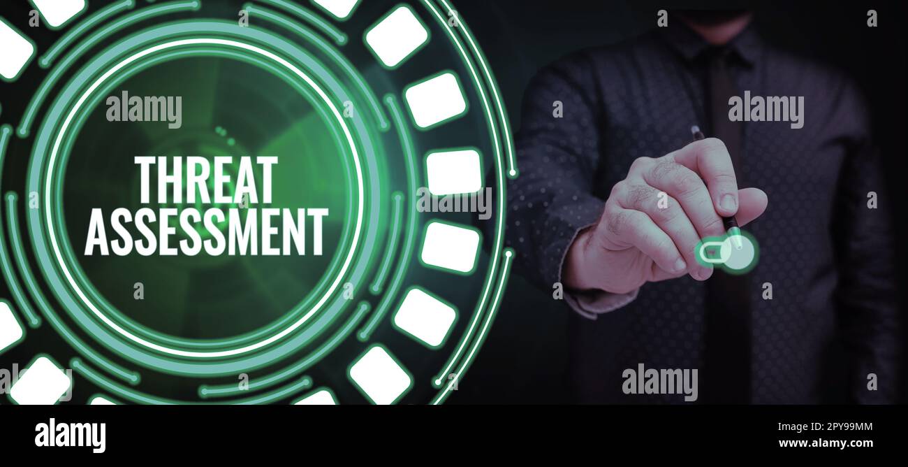 Conceptual display Threat Assessment. Word for determining the seriousness of a potential threat Stock Photo