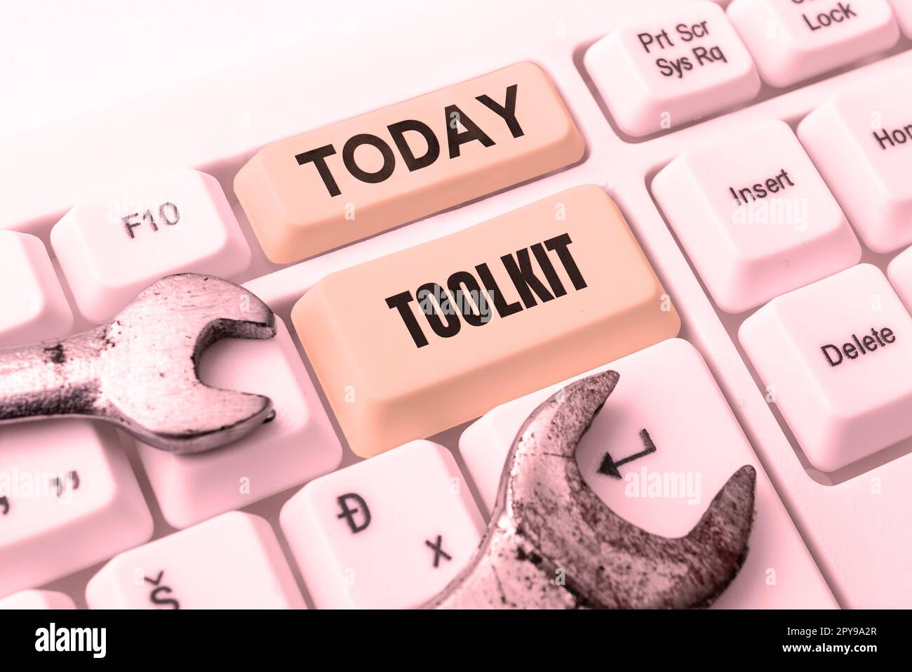 Hand writing sign Toolkit. Business concept set of tools kept in a bag