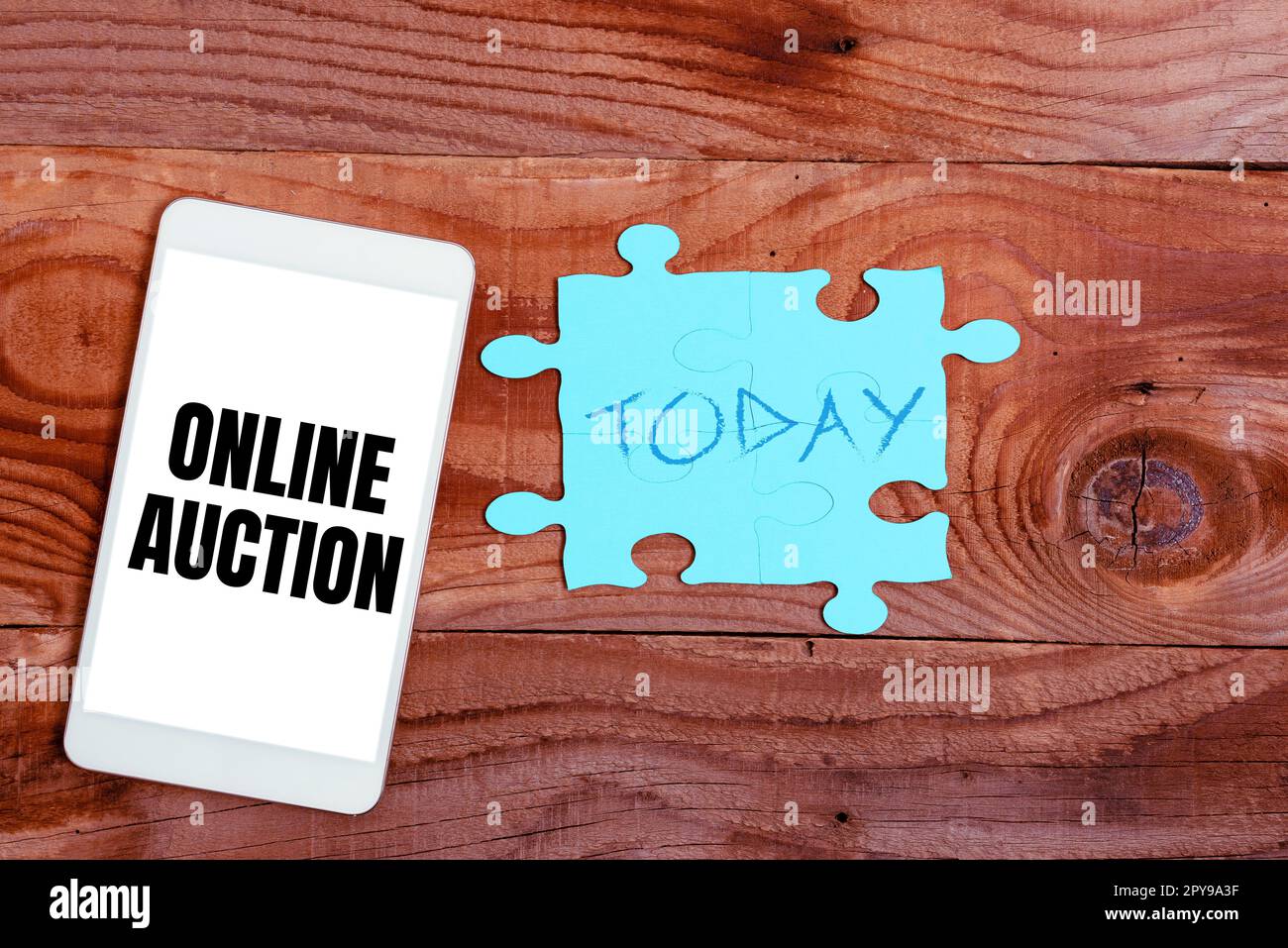 Conceptual caption Online Auction. Business showcase process of buying and selling goods or services online Stock Photo
