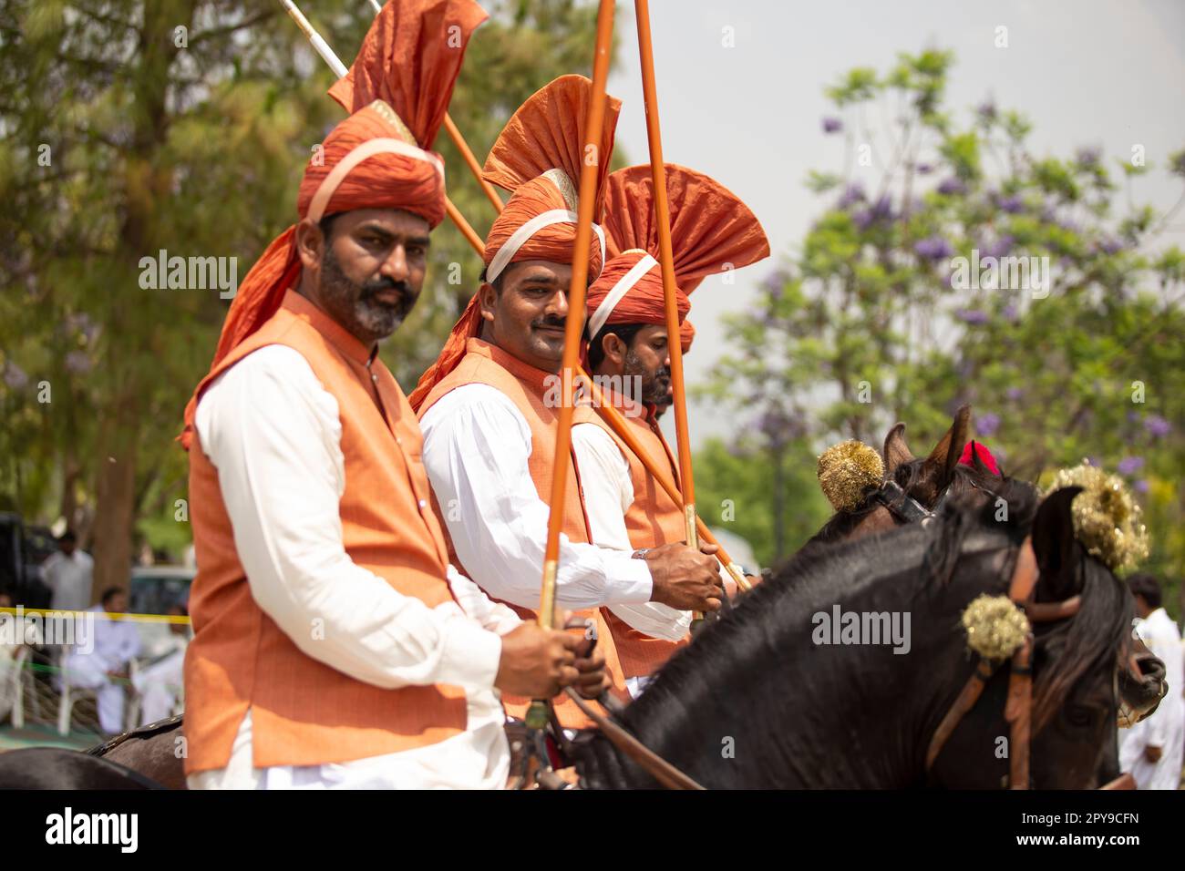 Pakistan, Asian Horse rider on traditional Islamabad Championship tent ...