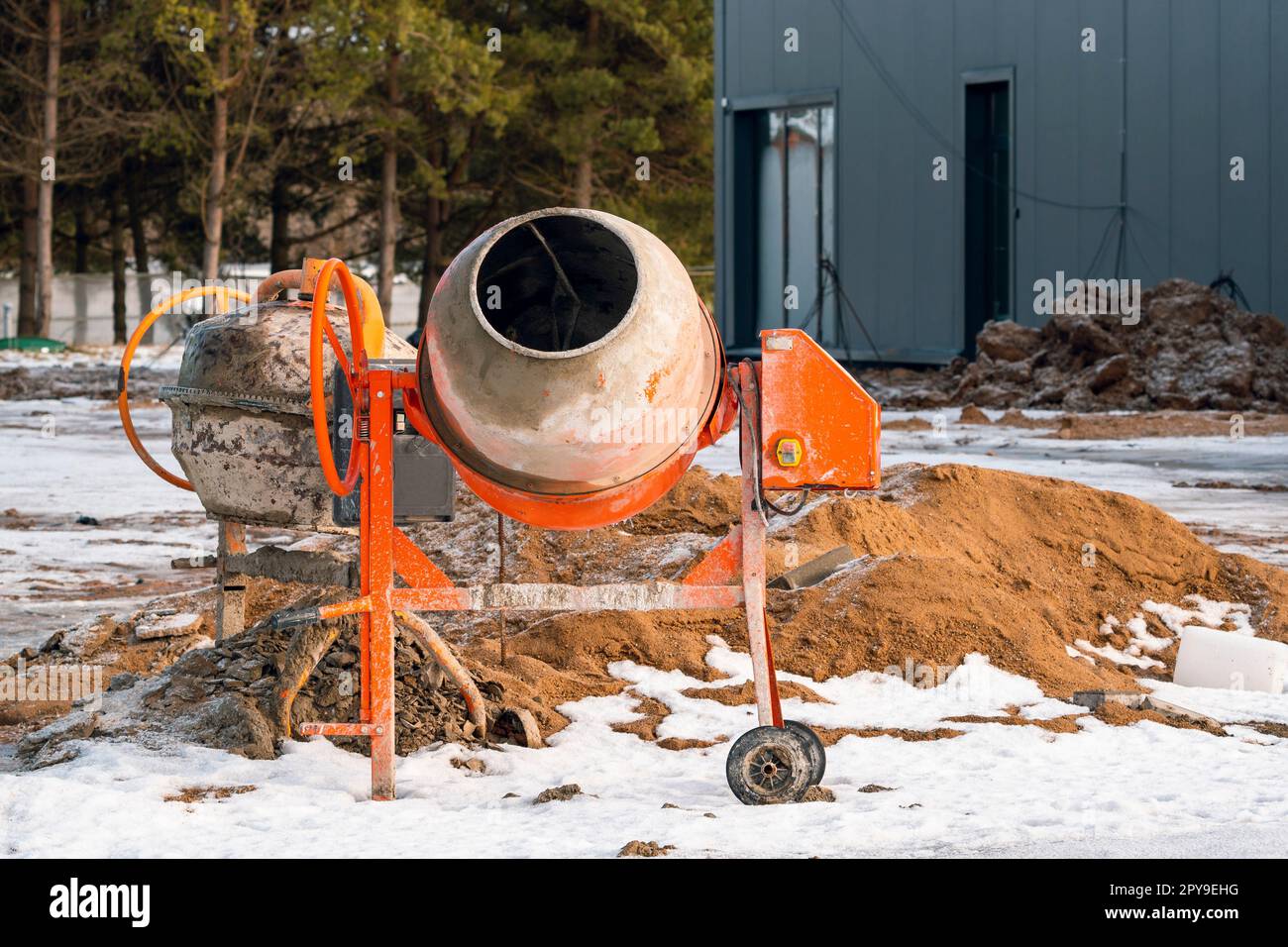 Industrial concrete mixers at construction site Stock Photo Alamy