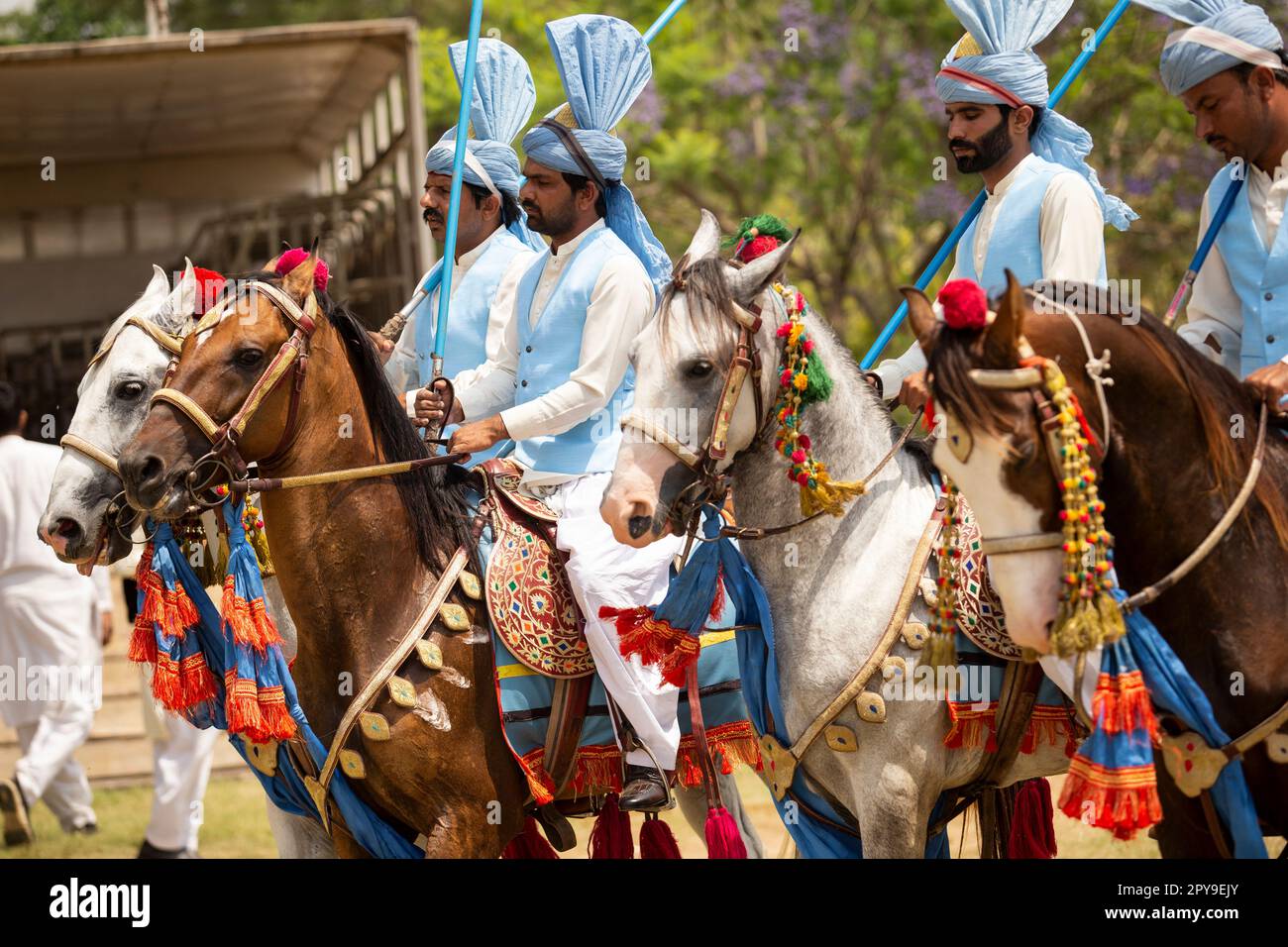 Pakistan, Asian Horse rider on traditional Islamabad Championship tent ...