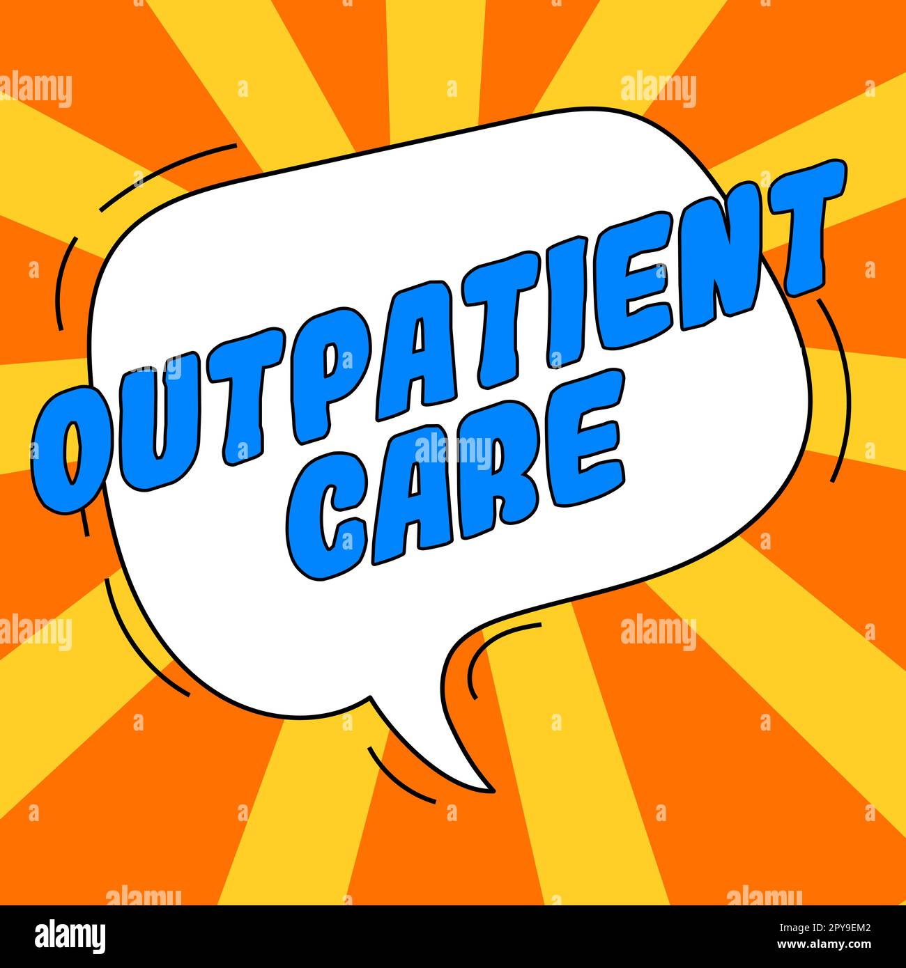 Sign displaying Outpatient Care. Business idea the final result of something or how the way things end up Stock Photo