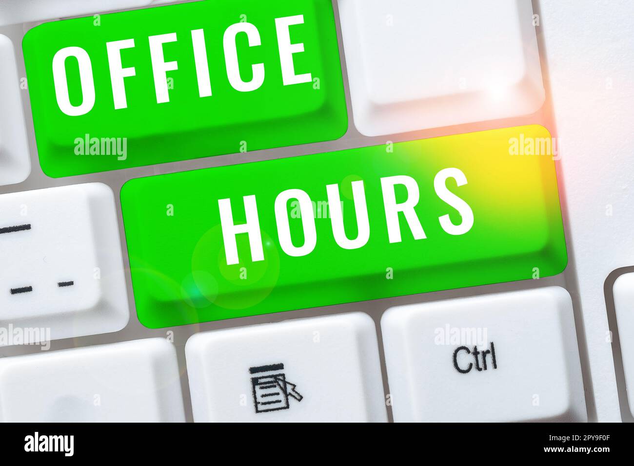 Conceptual display Office Hours. Word for The hours which business is normally conducted Working time Stock Photo