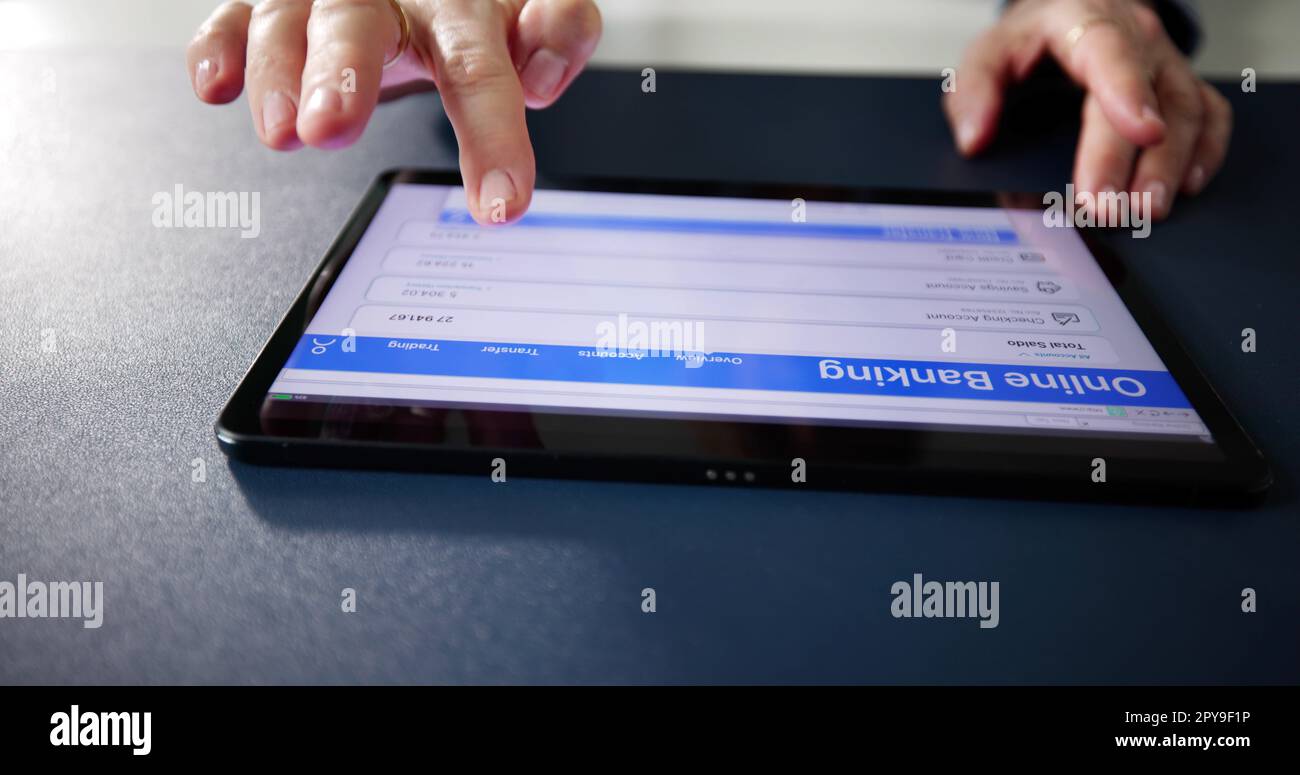 Electronic Bank Balance Statement And Transfer Stock Photo Alamy