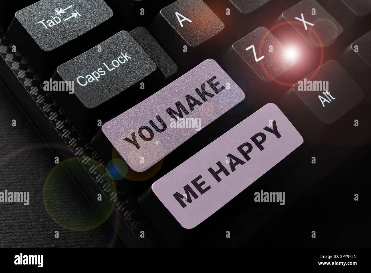 Conceptual display You Make Me Happy. Word for Something or Someone that gives pleasure and enjoyment Stock Photo