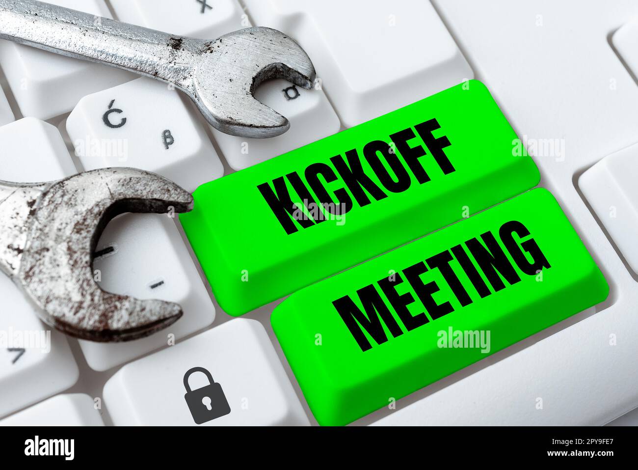 Handwriting text Kickoff Meeting, Concept meaning Special discussion on the  legalities involved in the project Stock Photo - Alamy