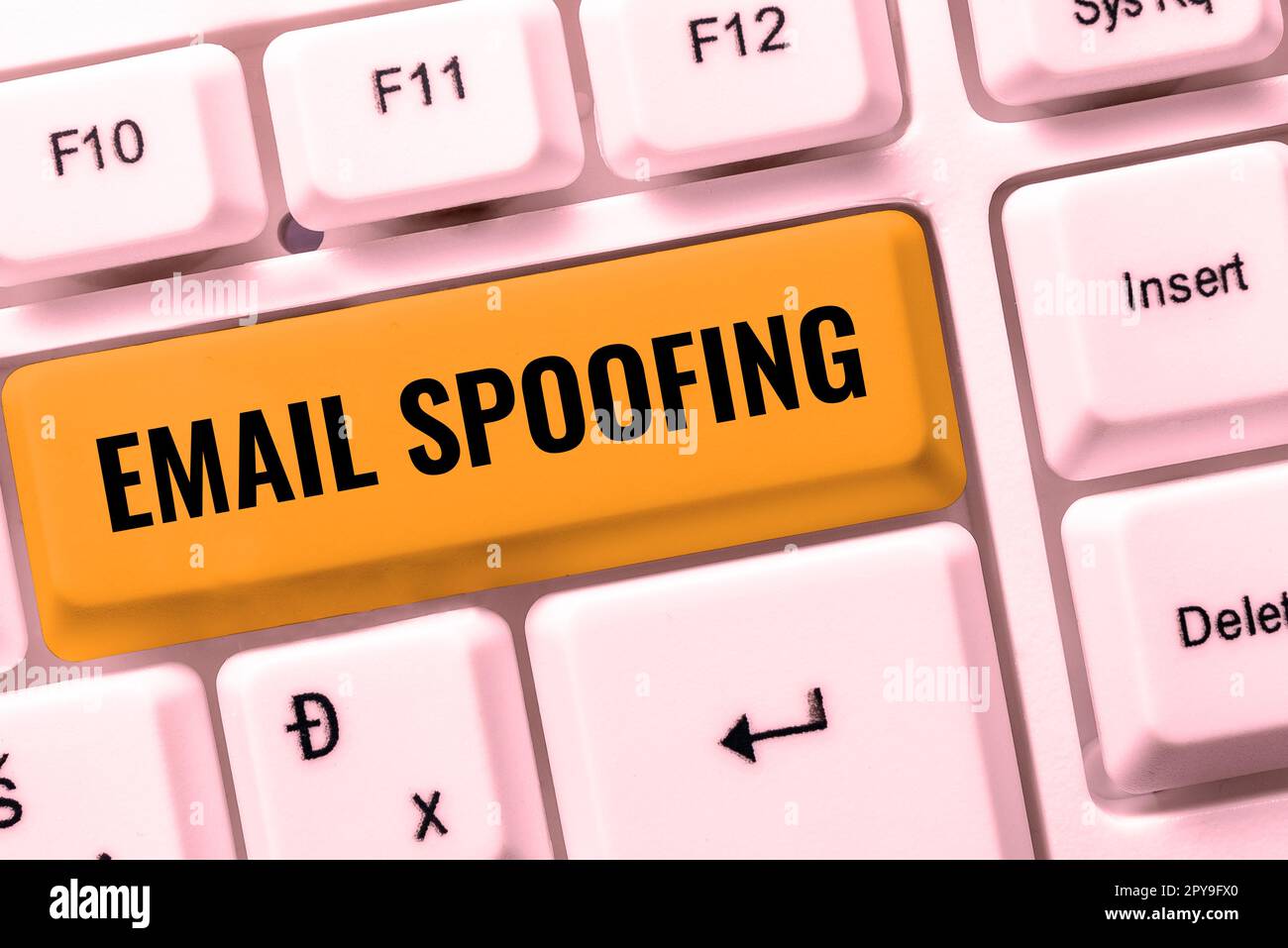 Sign displaying Email Spoofing. Business concept secure the access and content of an email account or service Stock Photo