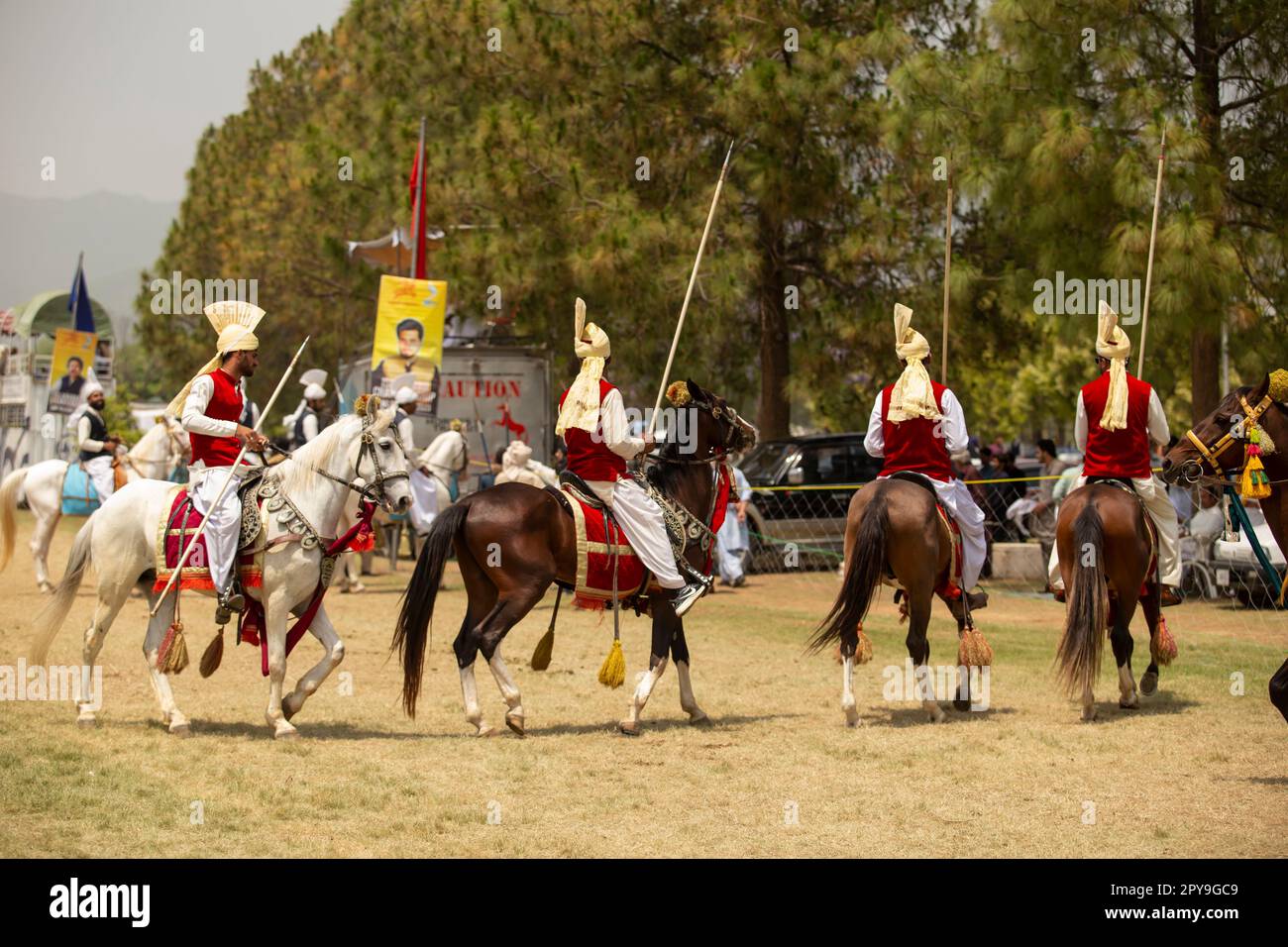 Pakistan, Asian Horse rider on traditional Islamabad Championship tent ...