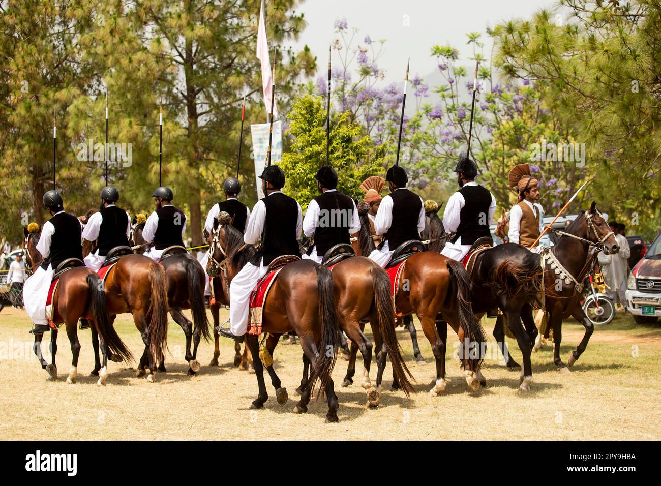 Pakistan, Asian Horse rider on traditional Islamabad Championship tent ...