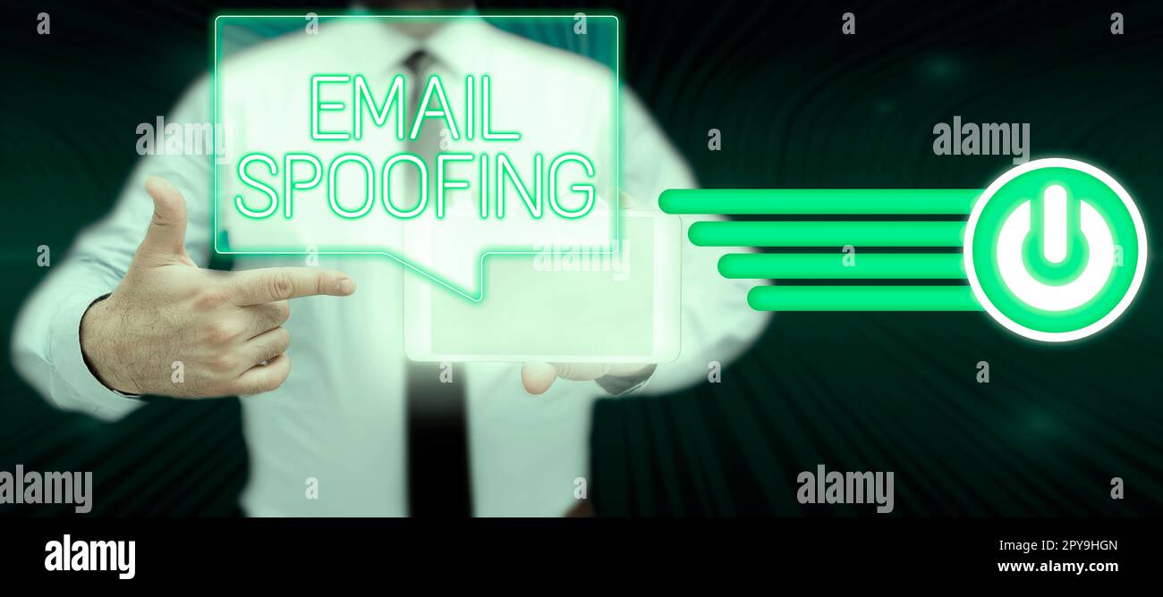 Text caption presenting Email Spoofing. Business approach secure the access and content of an email account or service Stock Photo