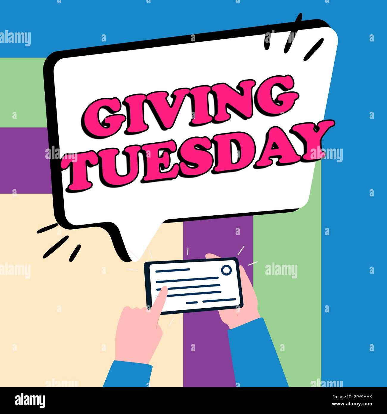 Text sign showing Giving Tuesday. Business showcase international day of charitable giving Hashtag activism Stock Photo