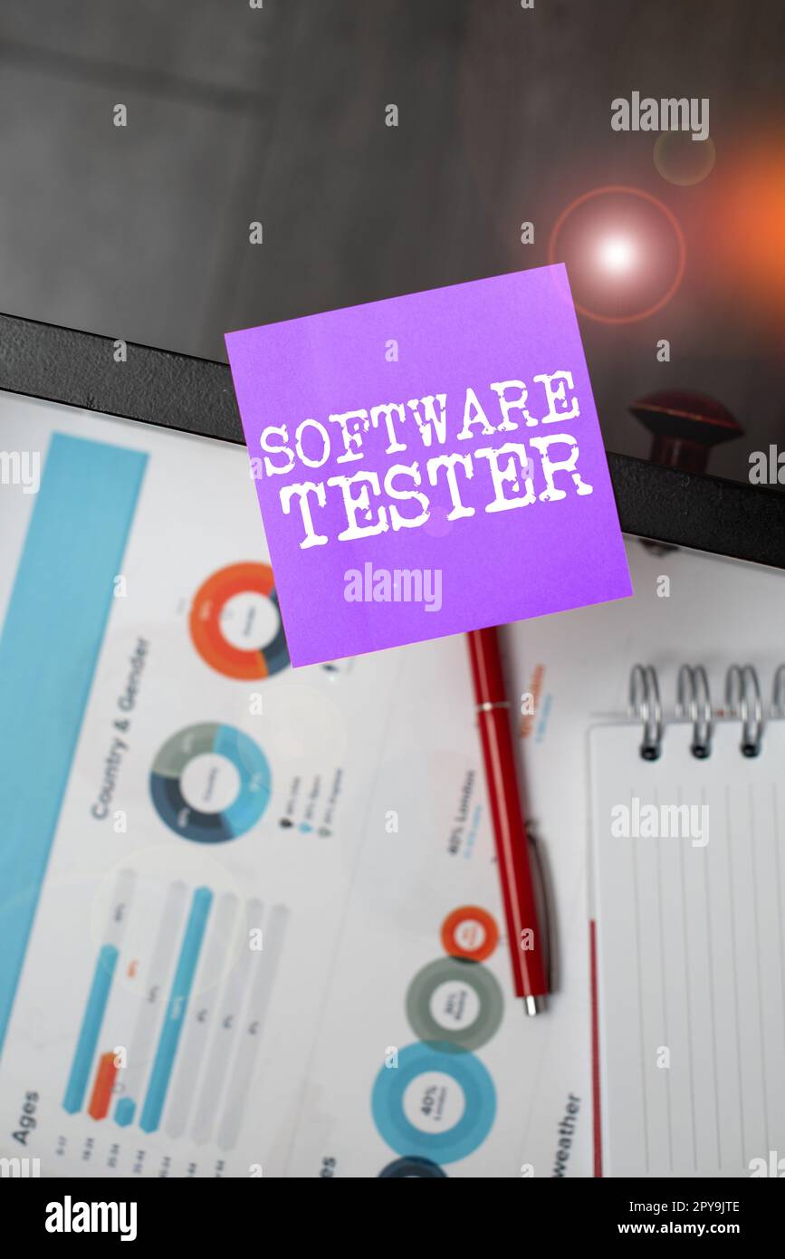 Handwriting text Software Tester. Business idea implemented to protect software against malicious attack Stock Photo