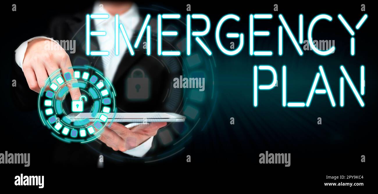 Handwriting text Emergency Plan. Conceptual photo Procedures for response to major emergencies Be prepared Stock Photo