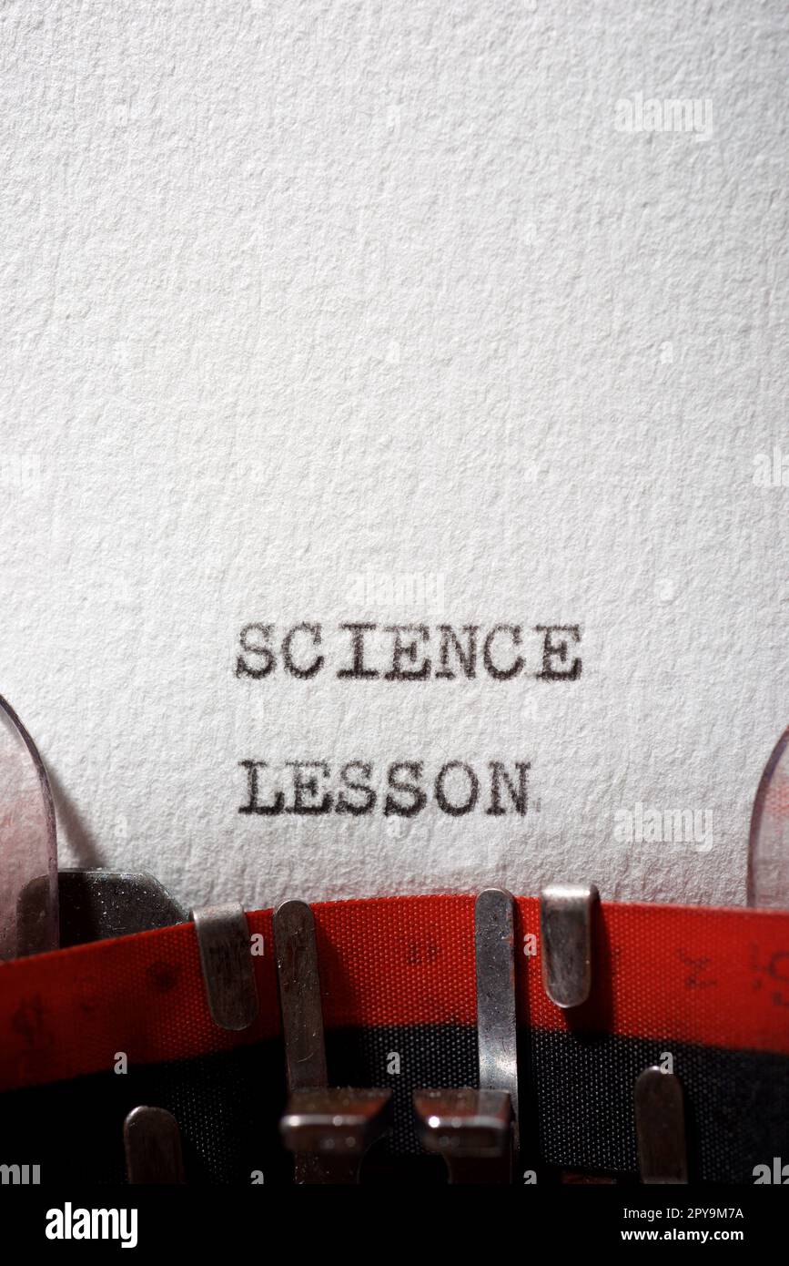 Science lesson text written with a typewriter Stock Photo - Alamy